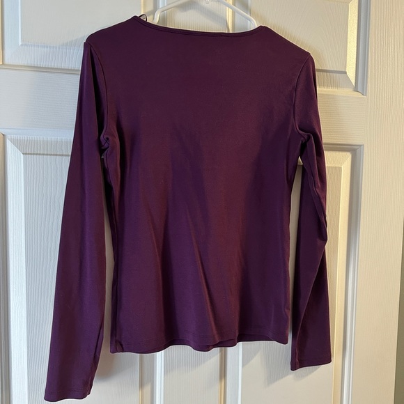 Vibrant Purple Long-Sleeve V-Neck Top - Picture 6 of 7